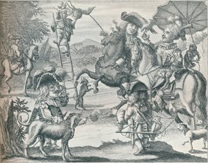 Niederländische Satire auf die Falknerei, um 1716, 1916 von Unbekannt