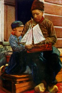 Niederländischer Vater und Sohn in traditioneller Kleidung, ca. 1928 von Unbekannt