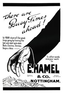 E. Hamel & Co. Anzeige - Es stehen arbeitsreiche Zeiten bevor!, 1919