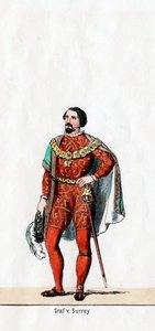 Earl of Surrey, Kostümentwurf für Shakespeares Stück, Heinrich VIII., 19. Jahrhundert von Unbekannt