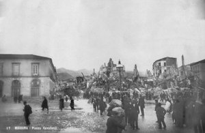 Erdbebenschäden auf der Piazza Cavallotti, Messina, Sizilien, Italien, Dezember 1908