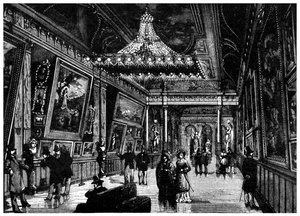 Edisons Glühlampen erleuchten eine Kunstgalerie in New York, 1882