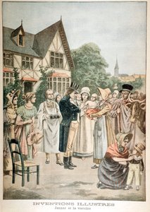 Edward Jenner 1749-1823, englischer Arzt, impft ein Kind mit Kuhpockenserum, 1901