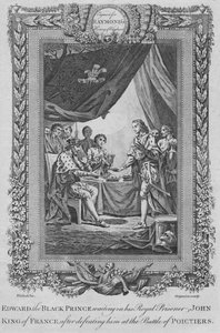 Edward der Schwarze Prinz bedient seinen königlichen Gefangenen Johann, König von Frankreich, um 1787