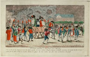 Verbrennung der Effigie von Klinglin, Heymann und Bouille am 25. Juni 1791 in Straßburg, 1791