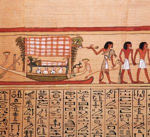 Ägyptischer Papyrus, der die Überführung der Mumie zur Nekropole darstellt, 13. Jahrhundert v. Chr. von Unbekannt