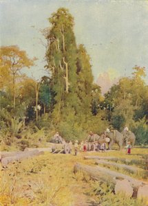 Elefanten stapeln Teakholz, 1924 von Unbekannt