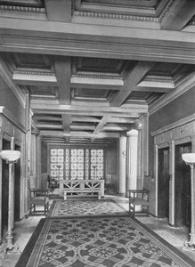 Aufzugslobby, erstes Stockwerk, das Fraternity Clubs Gebäude, New York City, 1924 von Unbekannt