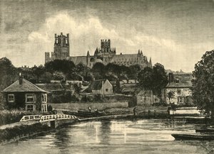 Ely Cathedral, von der Eisenbahnbrücke, 1898