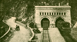 Eingang des Simplontunnels, 12,12 Meilen lang, verbindet die Schweiz und Italien, um 1930