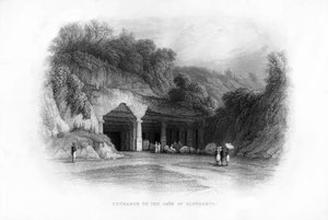 Eingang zu den Elephanta-Höhlen, Bombay, Indien von Unbekannt