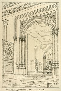 Eingang zu den verschiedenen Gerichtshöfen, Guildhall, London, Juni 1815