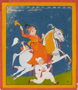 Reiterporträt von Maharana Bhim Singh von Mewar, ca. 1785