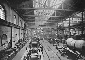 Montagehalle, London und North-Western Railway Works, Crewe, ca. 1896