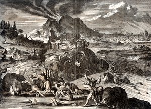 Ausbruch des Shirane-san und Erdbeben in Edo Tokio, Japan, 1650 von Unbekannt