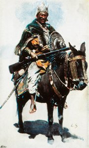 Äthiopischer Krieg: Porträt von Menelik II (1844-1913), Kaiser (Negus) von Äthiopien (1889-1913) 20. Jahrhundert, kolorierte Fotografie von Unbekannt