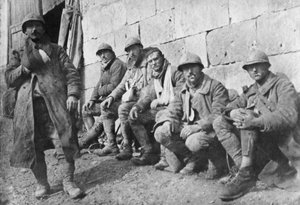 Evakuierte französische Verwundete nach der Schlacht bei Plessis-de-Roye, Picardie, Frankreich, 30. März 1918