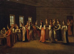 Hochzeitsvorabend in einem Kaufmannshaus, erstes Viertel des 19. Jahrhunderts von Unbekannt
