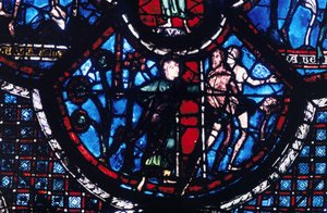 Vertreibung aus Eden, Glasmalerei, Kathedrale von Chartres, Frankreich, 1205-1215 von Unbekannt