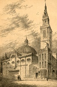 Außenansicht von St. Stephens, Walbrook, im Jahr 1700, 1897