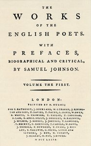 Faksimile-Titelseite der ersten Ausgabe von The Works of the English Poets, enthaltend Johnsons