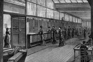 Telefonistinnen im Zentralen Telefonamt, Paris, 1890