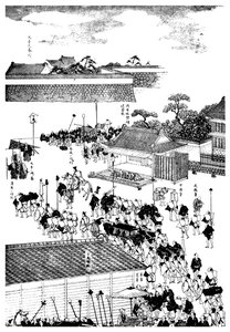 Prozession der Feudalherren beim Betreten des Shogun-Palastes, Japan von Unbekannt