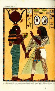 Figur der ägyptischen Göttin Hathor mit König Sethos I aus seinem Grab in Theben, entdeckt von Giovanni Battista Belzoni von Unbekannt