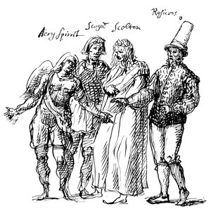 Figuren entworfen von Inigo Jones für das Maskenspiel der Glücksinseln, 17. Jahrhundert von Unbekannt