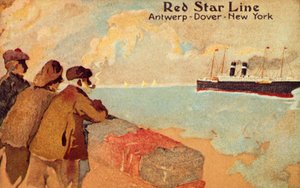 Fischer und Matrosen beobachten einen Red Star Ozeandampfer von Unbekannt
