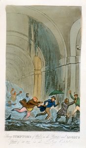 Überschwemmung während der Ausgrabung des Themsetunnels, London, 1828 von Unbekannt