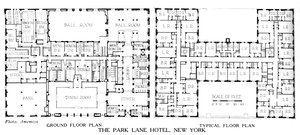 Grundrisse, Park Lane Hotel, New York City von Unbekannt