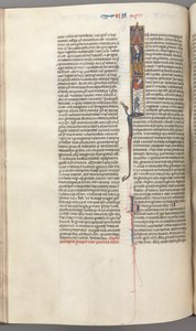Fol. 174v, Esra, historiierte Initiale I, Kyros leitet den Bau des Tempels, ca. 1275-1300 von Unbekannt