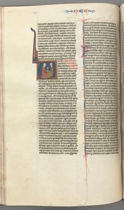 Nehemia überreicht Artaxerxes den goldenen Becher (historiierte Initiale V)