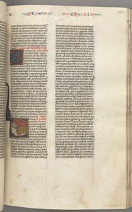 Fol. 190r, Tobit, historisierte Initiale T, Tobit schläft auf einem Bett
