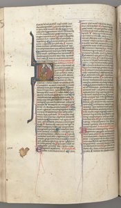 Fol. 220v, Psalm 38, historisierte Initiale D, David kniend, gestikulierend zur Büste Gottes oben, ca. 1 von Unbekannt