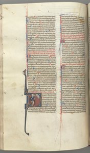 Fol. 222v, Psalm 52, historisierte Initiale D, ein Narr nackt bis auf einen Umhang, hält eine Blase..., ca. 1 von Unbekannt