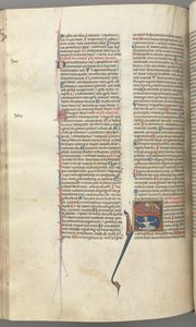 Fol. 224v, Psalm 68, historiierte Initiale S, David im Wasser, der zu Gott oben fleht