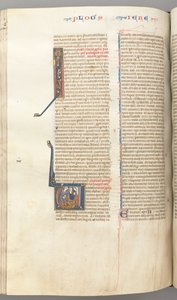 Fol. 292v, Jeremia, historisierte Initiale V, die Steinigung Jeremias, ca. 1275-1300