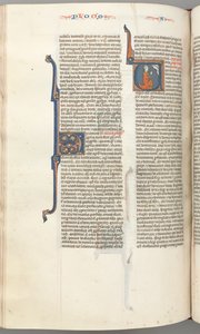 Fol. 354v, Amos, historiierte Initiale V, Amos kniend im Gebet, Büste Gottes oben, ca. 1275-1300 von Unbekannt