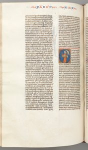 Fol. 361v, Habbakuk, historisierte Initiale O, Habbakuk hält einen Korb und zwei Steine..., ca. 1275-130 von Unbekannt