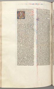 Fol. 368v, Malachi, historiierte Initiale O, Malachi sitzt mit einer Schriftrolle, ca. 1275-1300