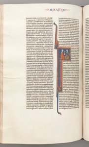 Fol. 382v, Makkabäer II, historiierte Initiale F, ein goldener Kelch, der einem Juden überreicht wird von Unbekannt