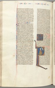 Fol. 440v, Korinther I, historiierte Initiale P, Paulus kniet und spricht mit der Büste Gottes oben, ca. von Unbekannt