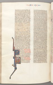 Fol. 445v, Korinther II, historisierte Initiale P, Paulus mit einem Schwert, ca. 1275-1300