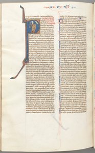 Fol. 457v, Timotheus II, historiierte Initiale P, Paulus spricht mit der Büste Gottes oben, ca. 1275-1300