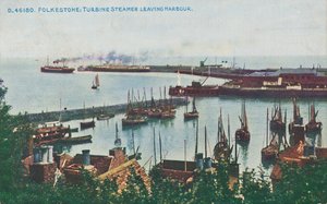 Folkestone: Turbinen-Dampfer verlässt den Hafen, spätes 19. - frühes 20. Jahrhundert von Unbekannt