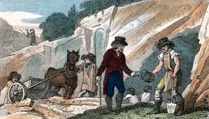 Fossilienjagd in der Kreidegrube von Cherry Hinton, Cambridgeshire, 1822 von Unbekannt