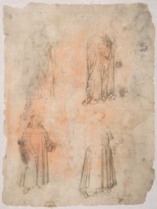 Vier Heilige recto, Zwei Heilige, sitzende Madonna und kniende Figur verso, 14. Jahrhundert