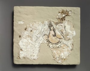 Fragment eines Wandgemäldes: Frau mit Mundschutz, ca. 7. Jahrhundert n. Chr. von Unbekannt